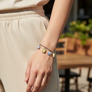 Silver Bracelet with Blue and Yellow Accents